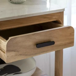 Console avec tiroir en bois d'acacia et marbre Emyr