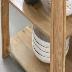 Console avec tiroir en bois d'acacia et marbre Emyr