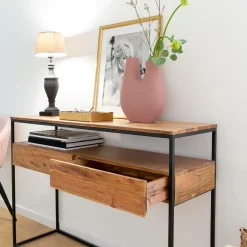 Console en bois d'acacia et métal Etienne
