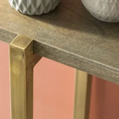 Console en manguier et métal doré Valérie