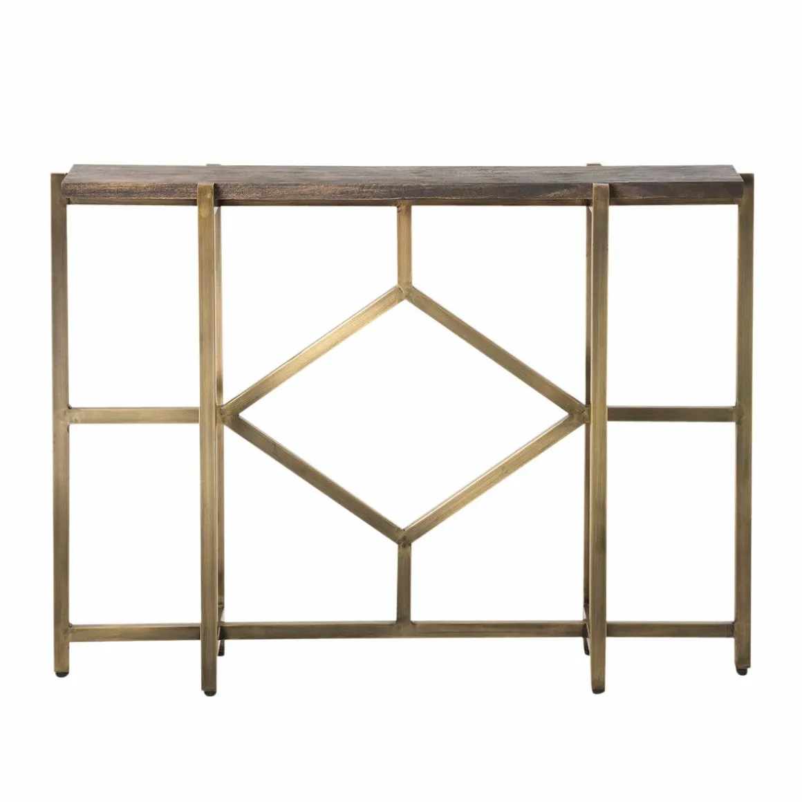 Console en manguier et métal doré Valérie