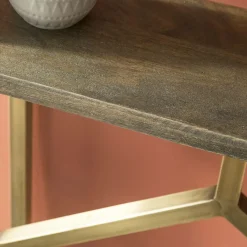 Console en manguier et métal doré Valérie