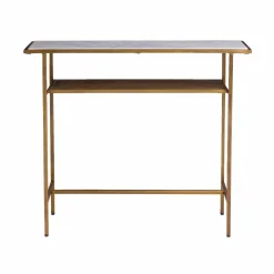 Console en métal doré et marbre Timéo