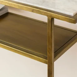 Console en métal doré et marbre Timéo
