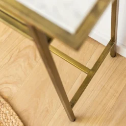 Console en métal doré et marbre Timéo