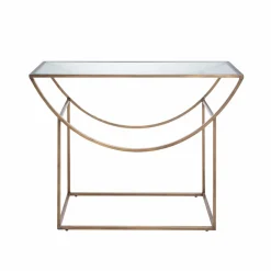 Console en métal doré et verre Léa