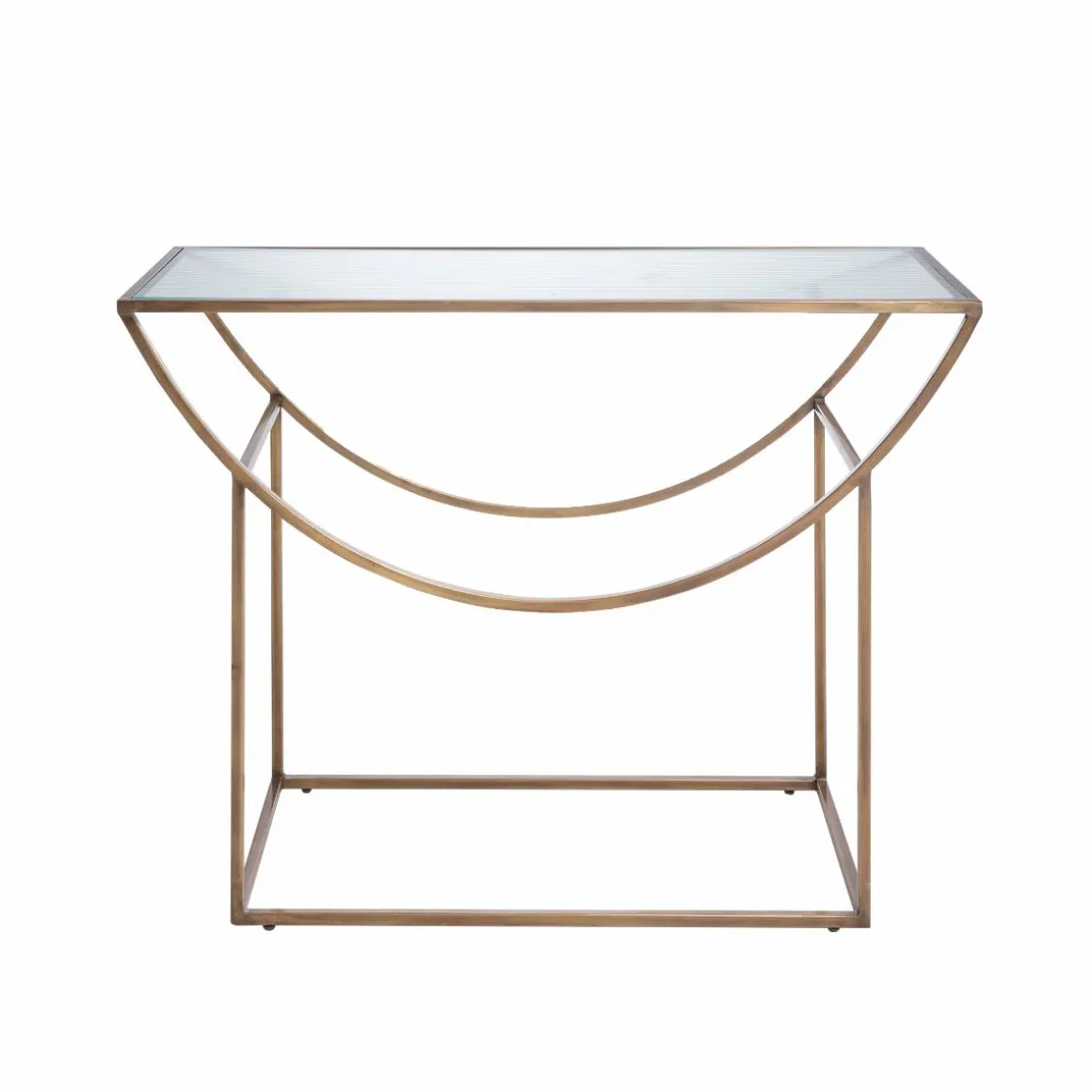 Console en métal doré et verre Léa