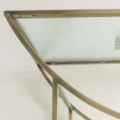 Console en métal doré et verre Léa