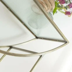 Console en métal doré et verre Léa