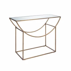 Console en métal doré et verre Léa
