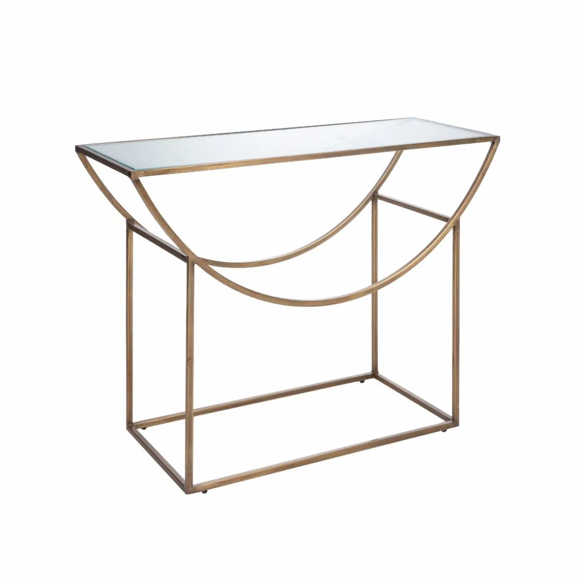Console en métal doré et verre Léa