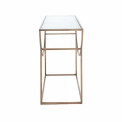 Console en métal doré et verre Léa