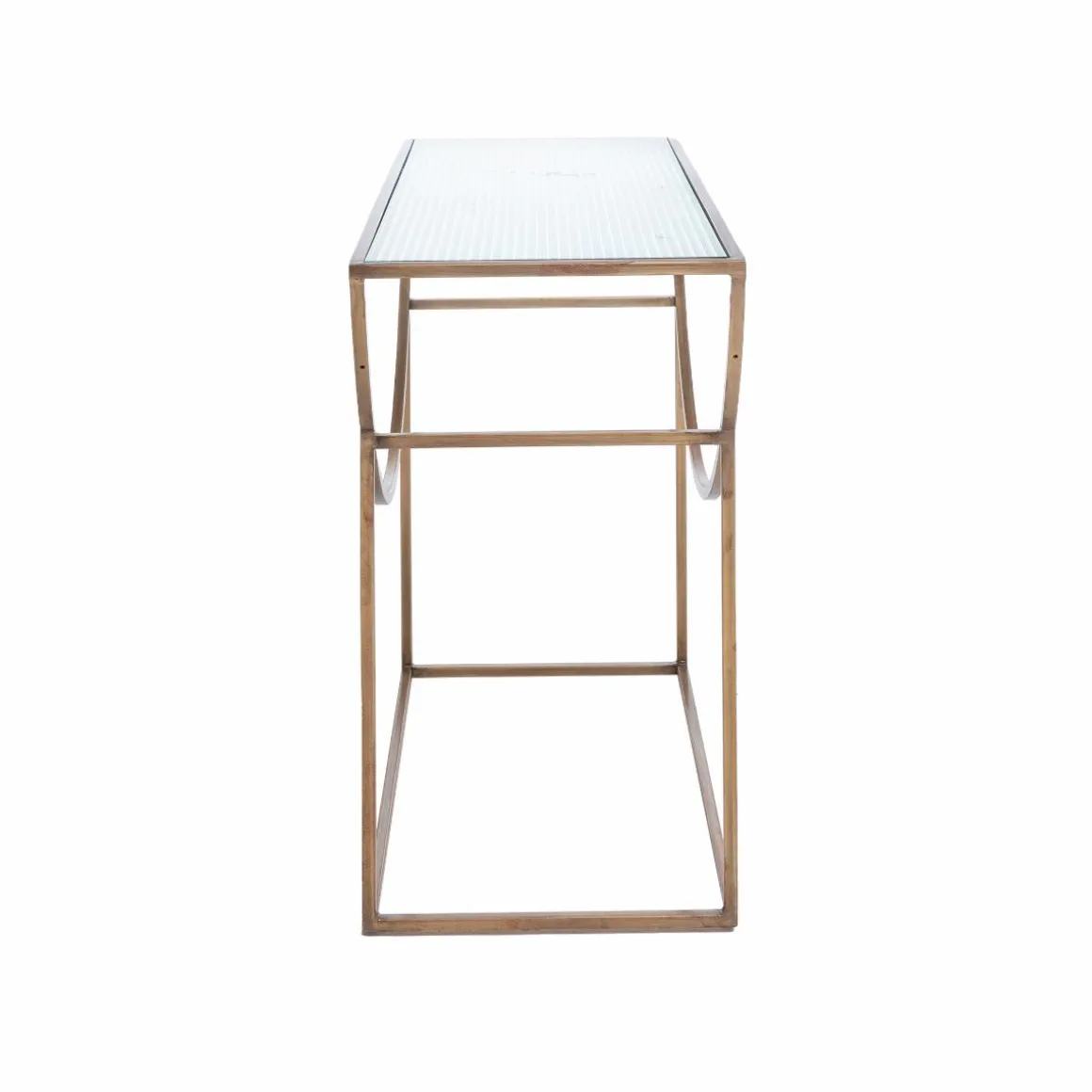 Console en métal doré et verre Léa