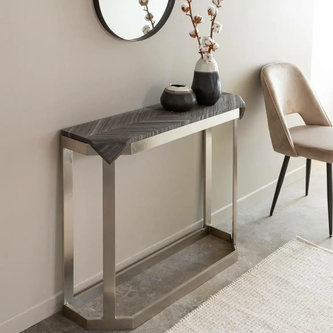 Console en métal et marbre Noé