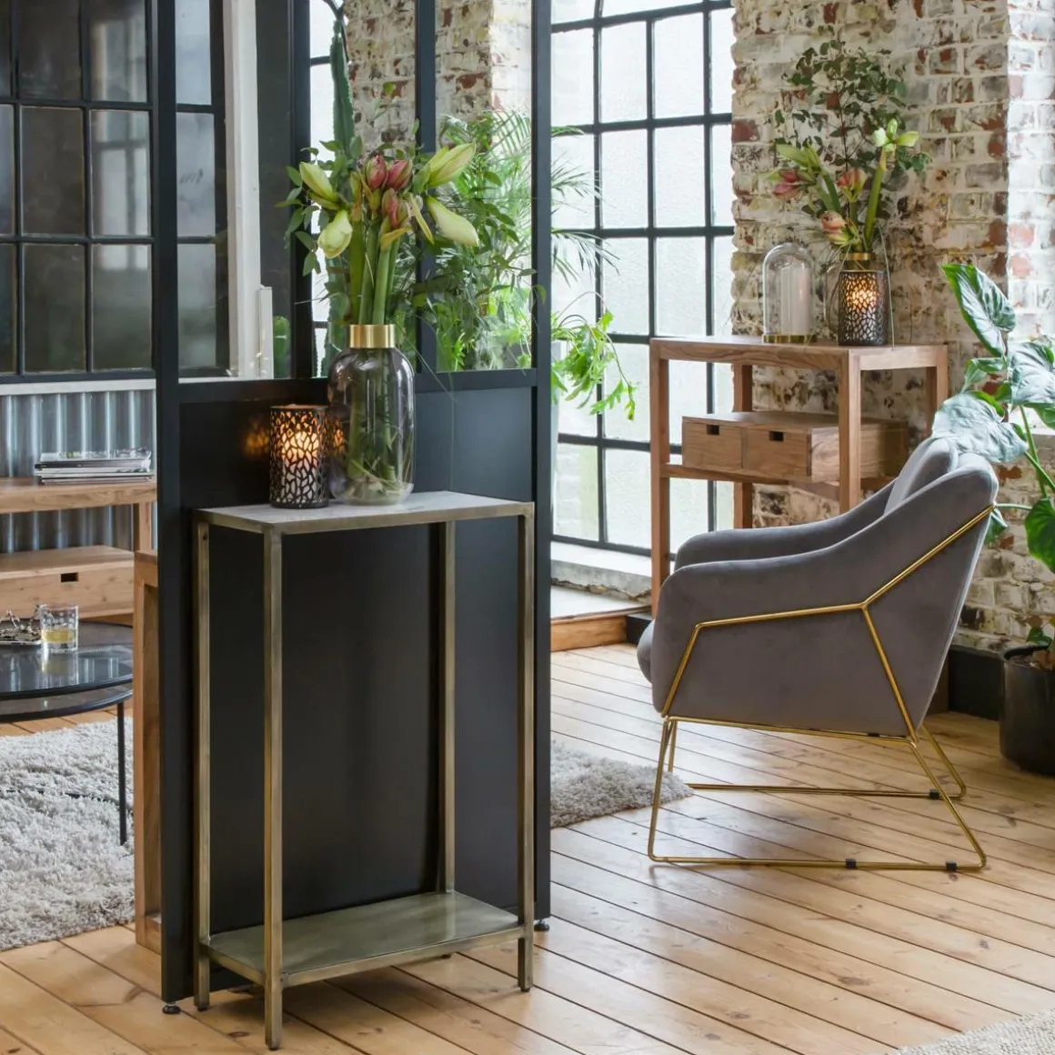 Console en métal et marbre Pomme