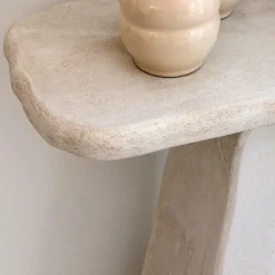 Console pied central en bois effet béton blanc Danaé