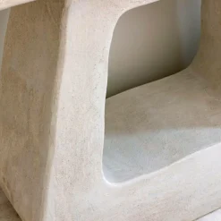 Console pied central en bois effet béton blanc Danaé