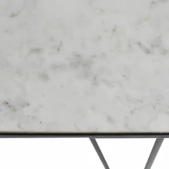 Console pieds compas en marbre blanc et métal Marceau