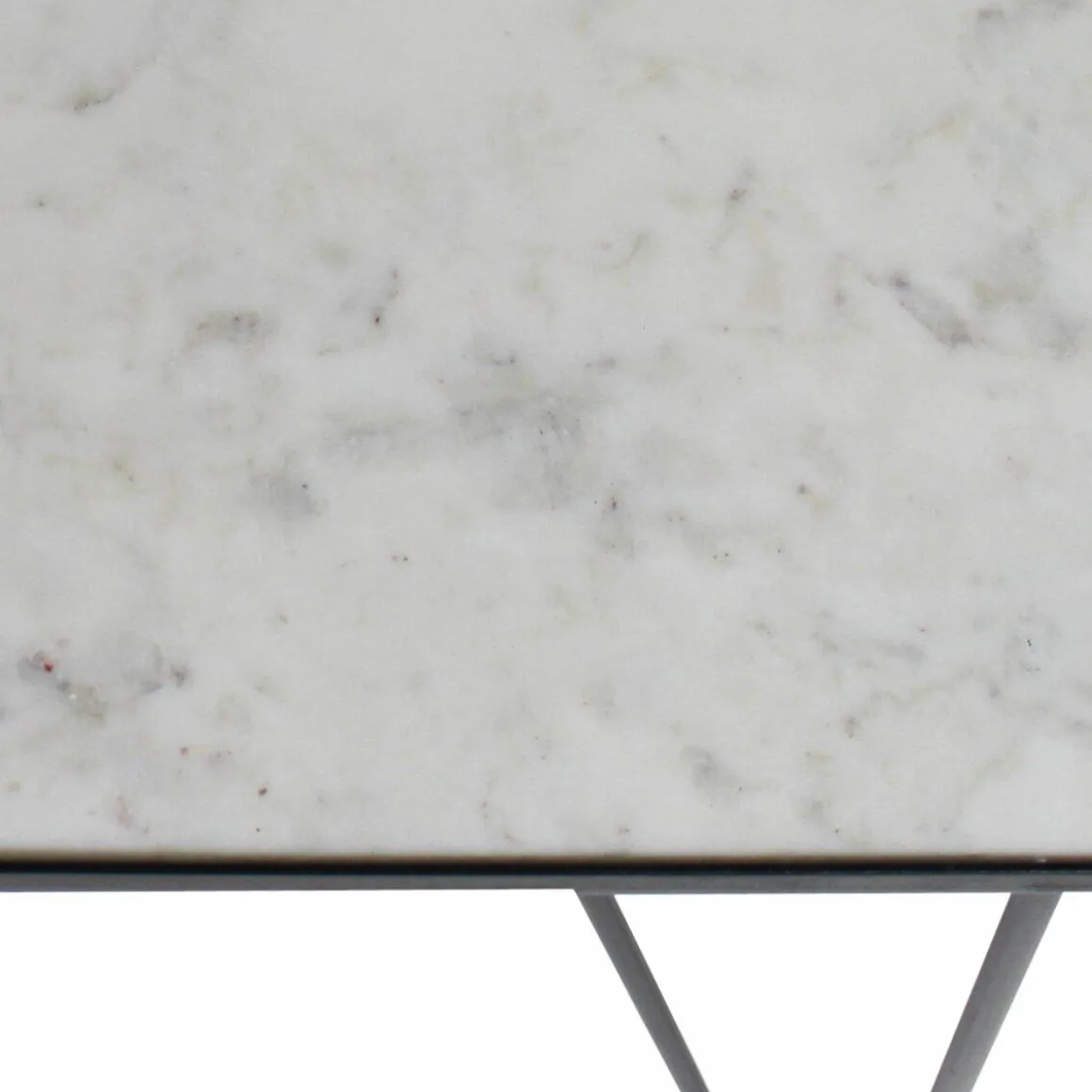 Console pieds compas en marbre blanc et métal Marceau