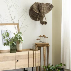 Décoration murale éléphant en rotin Rattan