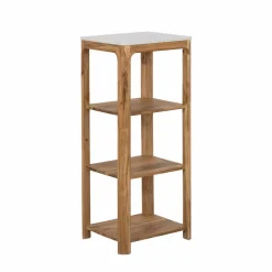Etagère carrée en bois d'acacia et marbre Emyr
