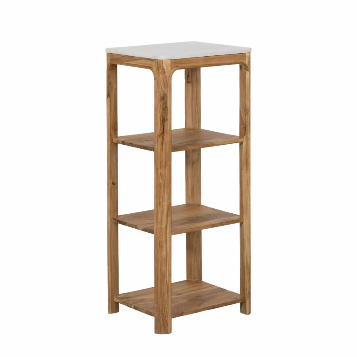 Etagère carrée en bois d'acacia et marbre Emyr