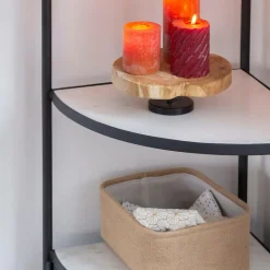 Etagère d'angle en métal et marbre Mona