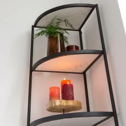 Etagère d'angle en métal et marbre Mona