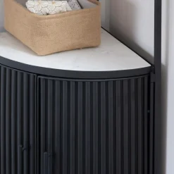 Etagère d'angle en métal et marbre Mona