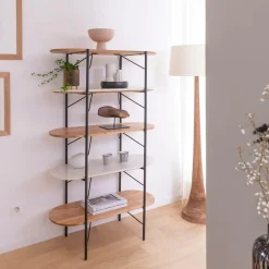 Etagère en bois d'acacia et marbre Scott