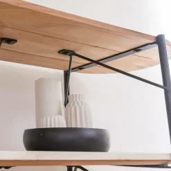 Etagère en bois d'acacia et marbre Scott