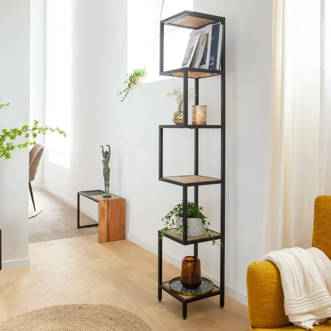 Etagère en bois de manguier et métal Ulysse