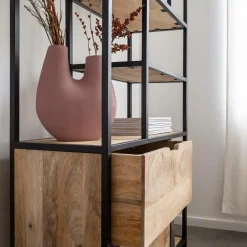 Etagère en bois de manguier et métal Maxence