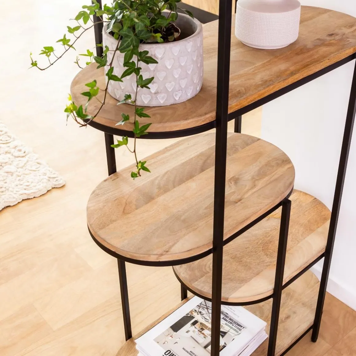 Etagère en bois de manguier et métal Owen