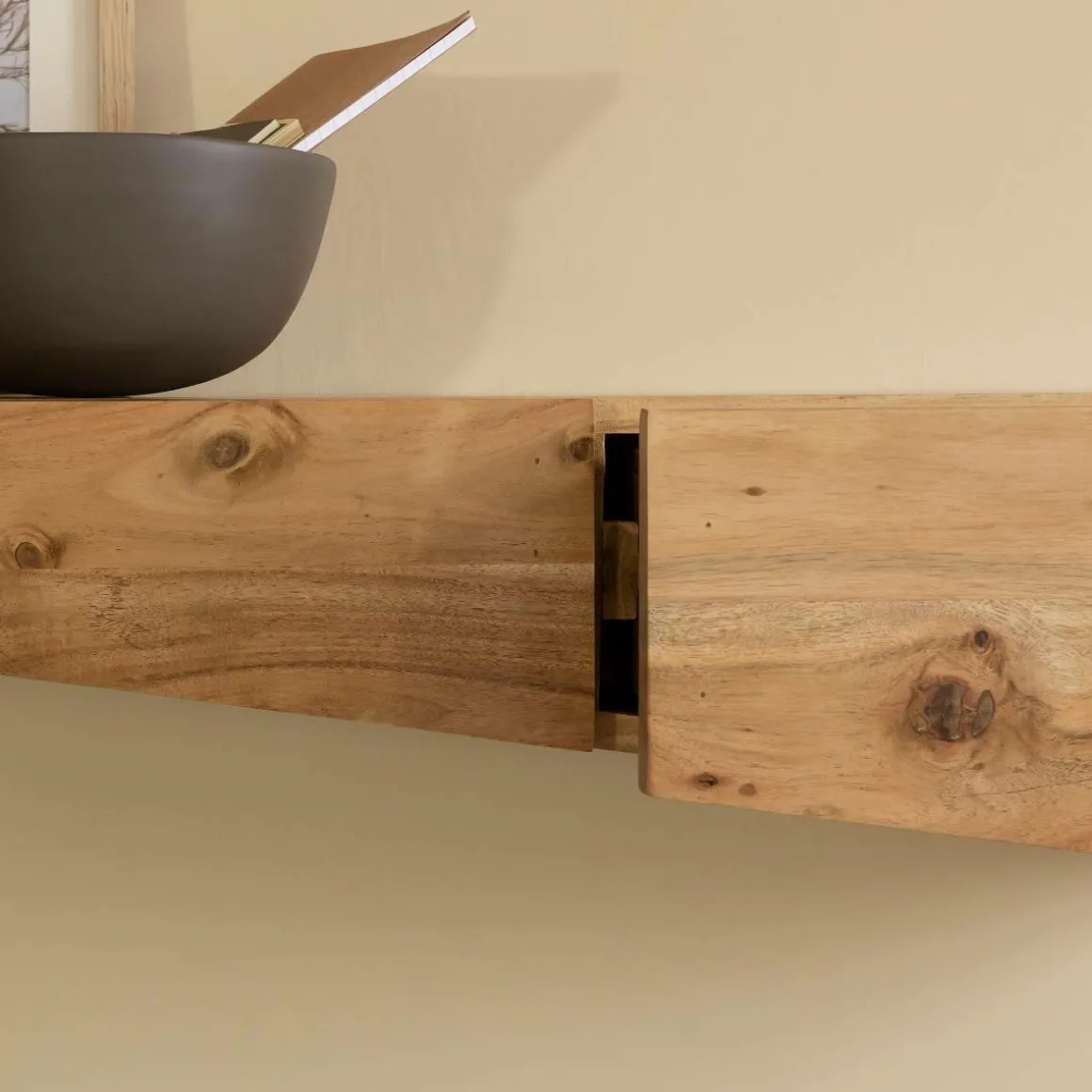 Etagère murale asymétrique en bois d'acacia Orane