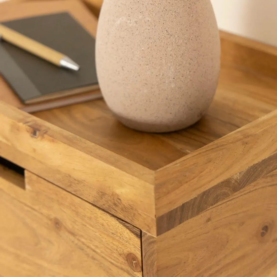 Etagère murale carrée en bois d'acacia Orane