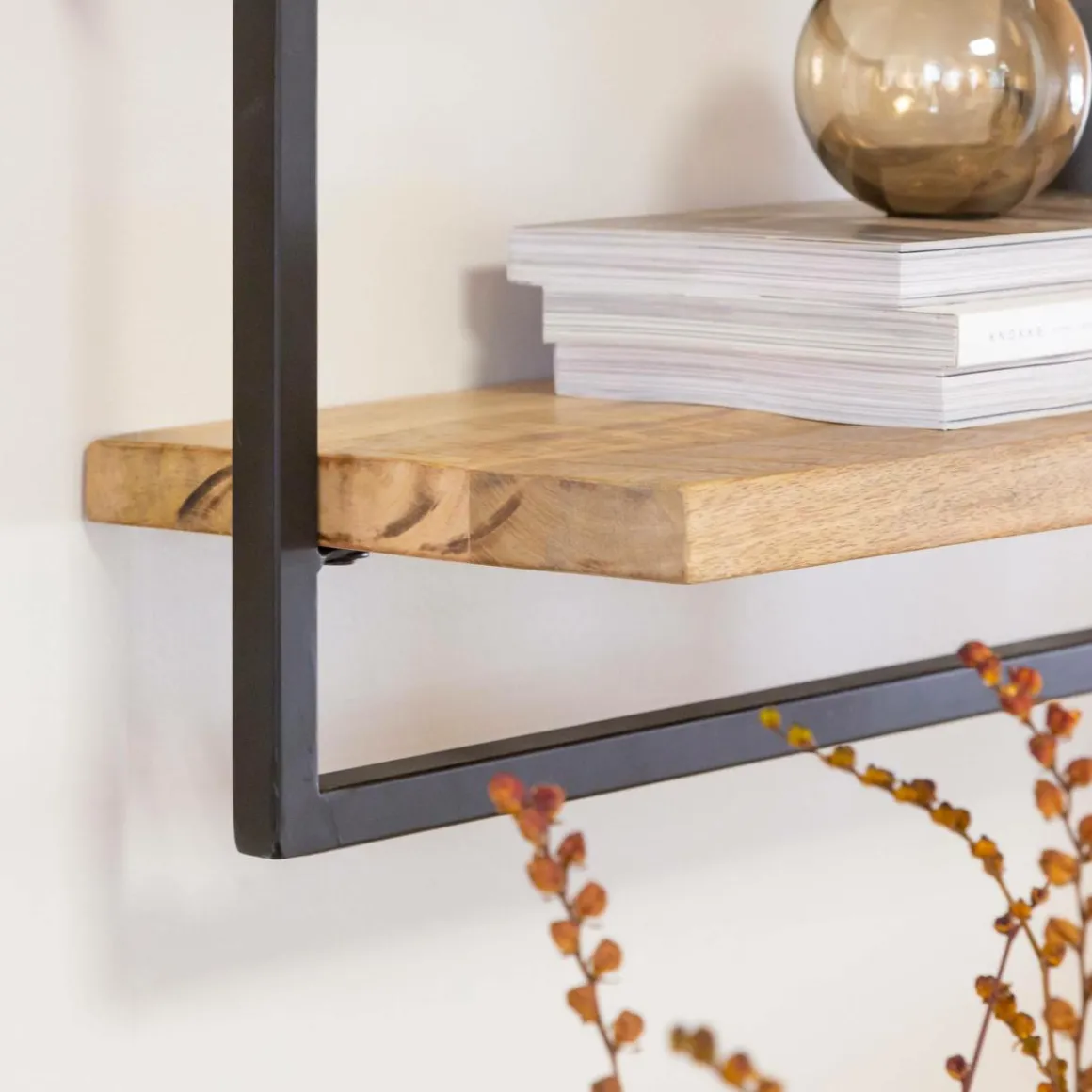 Etagère murale en bois de manguier grand modèle Joie