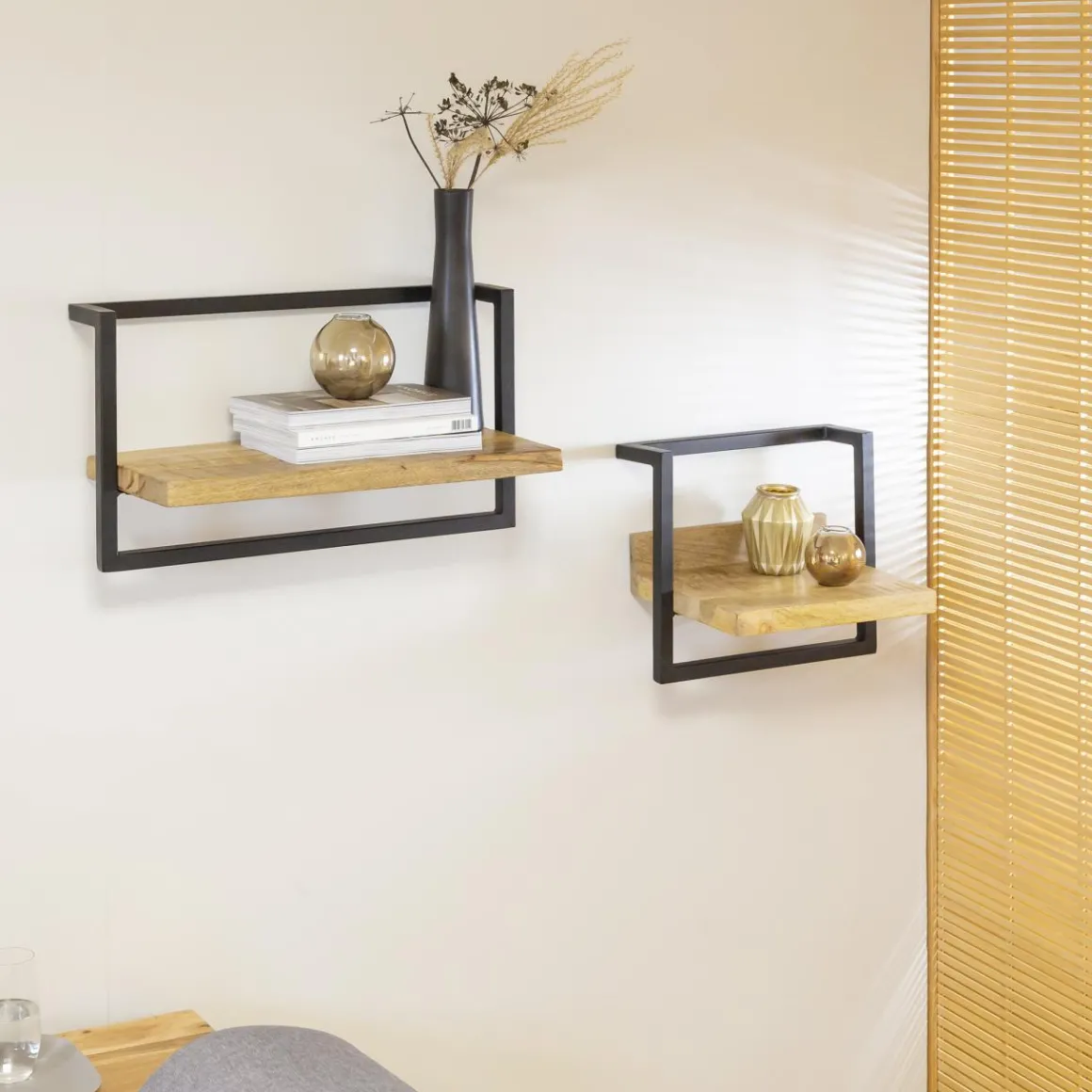 Etagère murale en bois de manguier grand modèle Joie