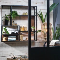 Etagère murale en métal et bois de manguier Marcel