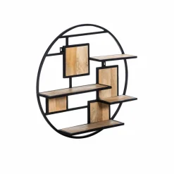 Etagère ronde en bois de manguier et métal Noam