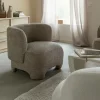 Fauteuil arrondi en tissu taupe Norton