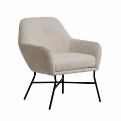 Fauteuil blanc en tissu bouclette Amandine