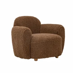 Fauteuil club en tissu bouclette marron Tommy