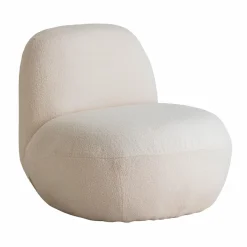 Fauteuil confort en tissu bouclette blanc Johanna