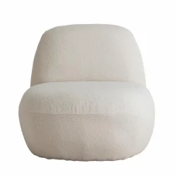 Fauteuil confort en tissu bouclette blanc Johanna