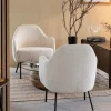 Fauteuil confort en tissu bouclette blanc Amandine