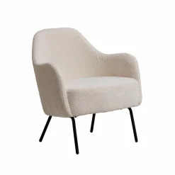 Fauteuil confort en tissu bouclette blanc Amandine