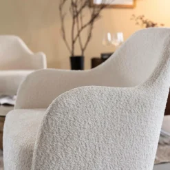 Fauteuil confort en tissu bouclette blanc Amandine