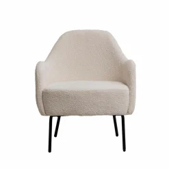 Fauteuil confort en tissu bouclette blanc Amandine