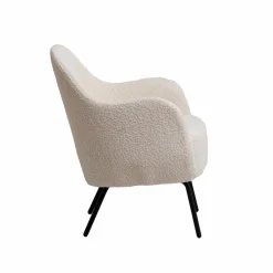 Fauteuil confort en tissu bouclette blanc Amandine